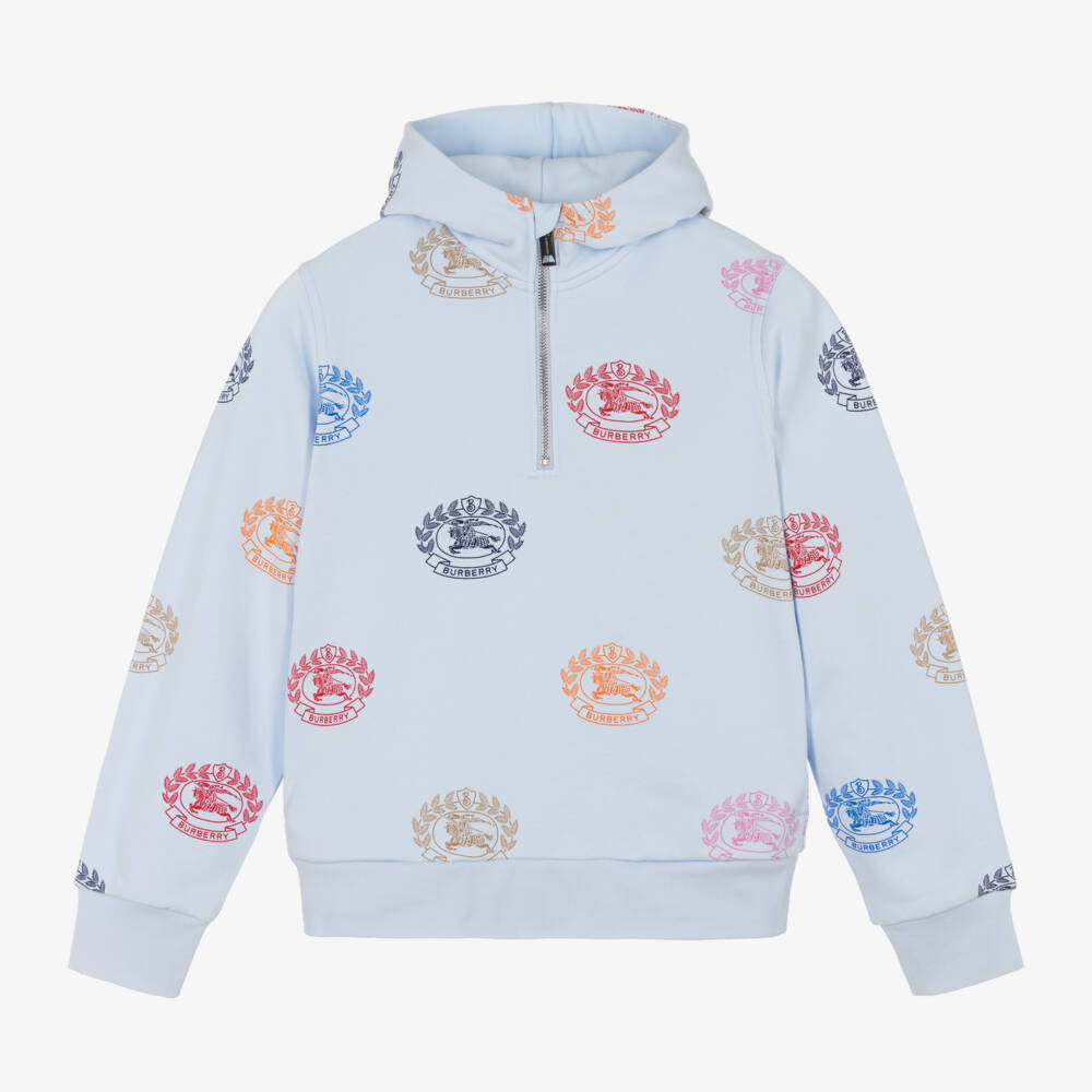 Burberry-Teen Boys Light Blue Logo Hoodie | Childrensalon Outlet