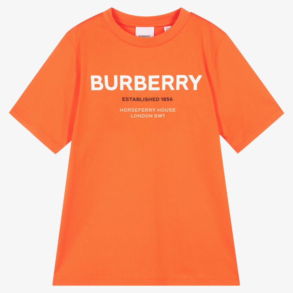 Burberry-Teen Boys Orange Logo T-Shirt | Childrensalon Outlet