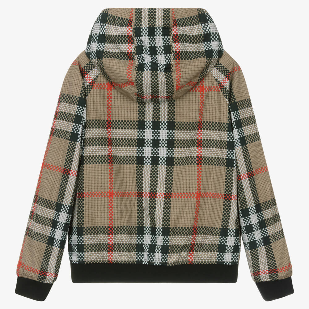 Burberry-Teen Boys Oversized Check Hooded Jacket | Childrensalon Outlet