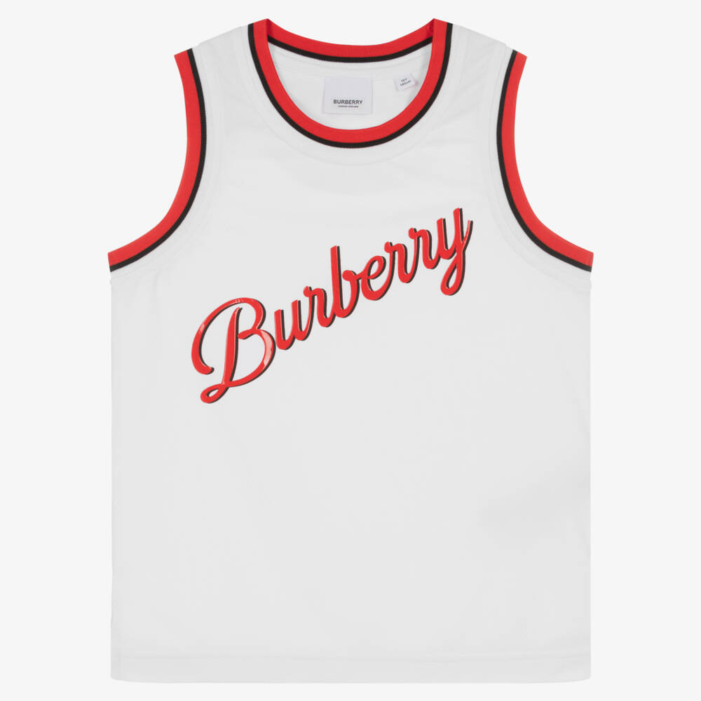 Burberry-Teen Boys Red Trim Mesh Vest | Childrensalon Outlet