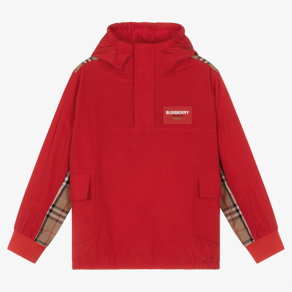 Burberry-Teen Boys Red Vintage Check Jacket | Childrensalon Outlet