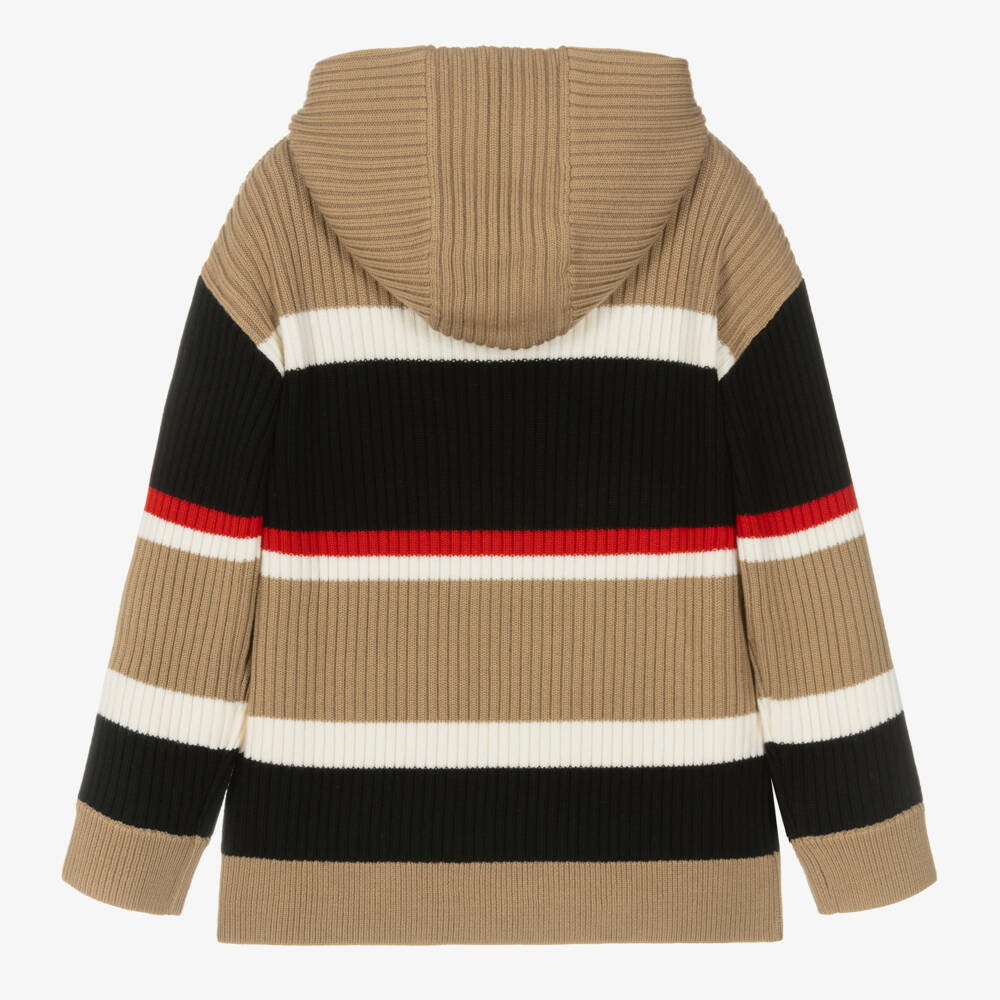 Burberry-Teen Boys Ribbed Wool Hooded Pullover | Childrensalon Outlet