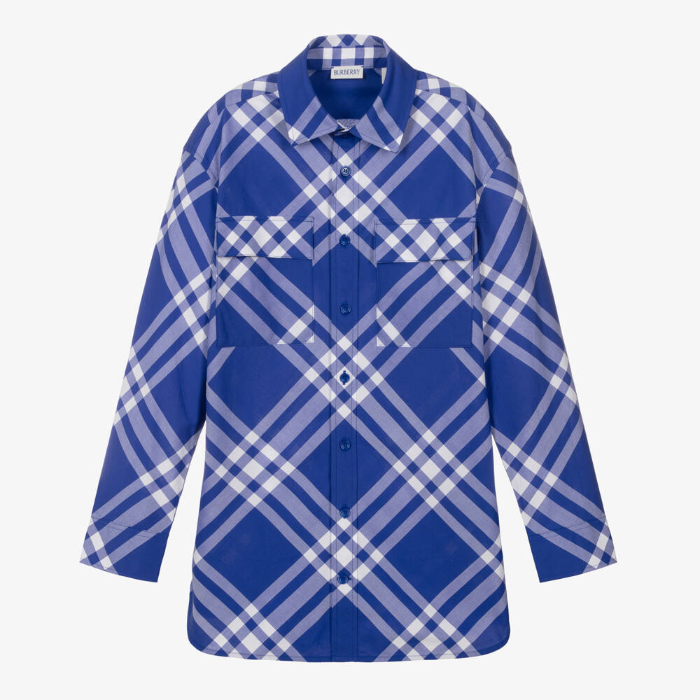 Burberry-Подростковая рубашка из хлопка с фирменной клеткой для мальчиков | Childrensalon Outlet