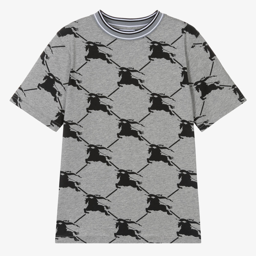 Burberry-Teen Boys Soft Grey Logo Tee | Childrensalon Outlet