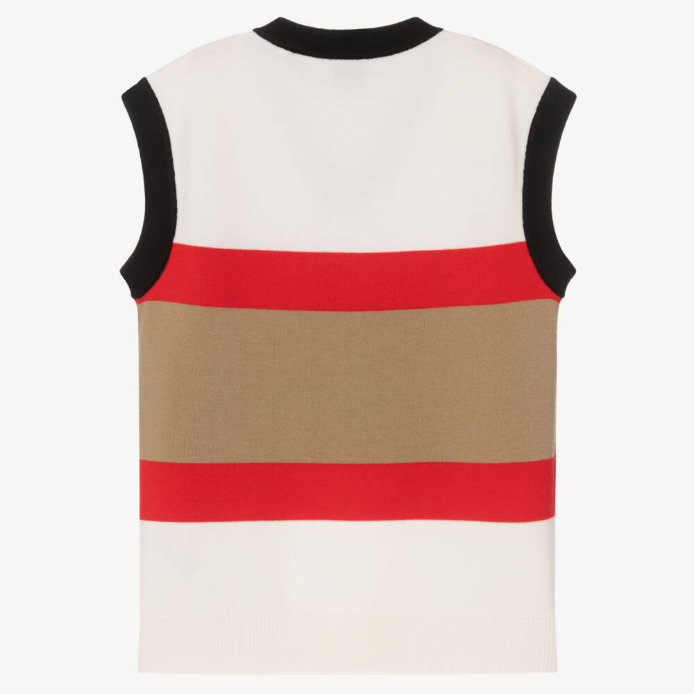 Burberry-Teen Boys V-Neck Striped Wool Vest | Childrensalon Outlet