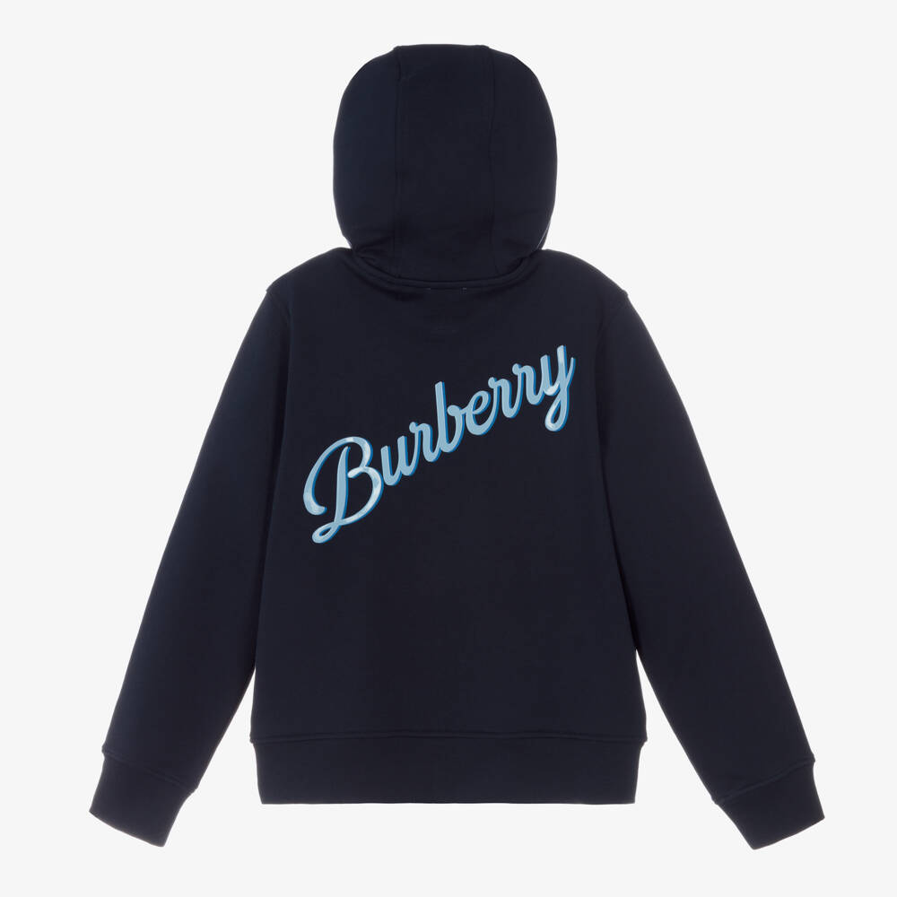 Burberry-Teen Boys Varsity Blue Zip Hoodie | Childrensalon Outlet