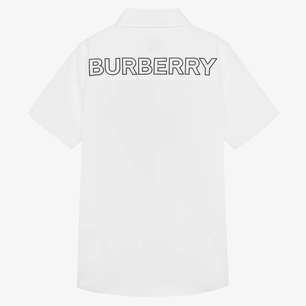 Burberry-Teen Boys White Cotton Logo Shirt | Childrensalon Outlet