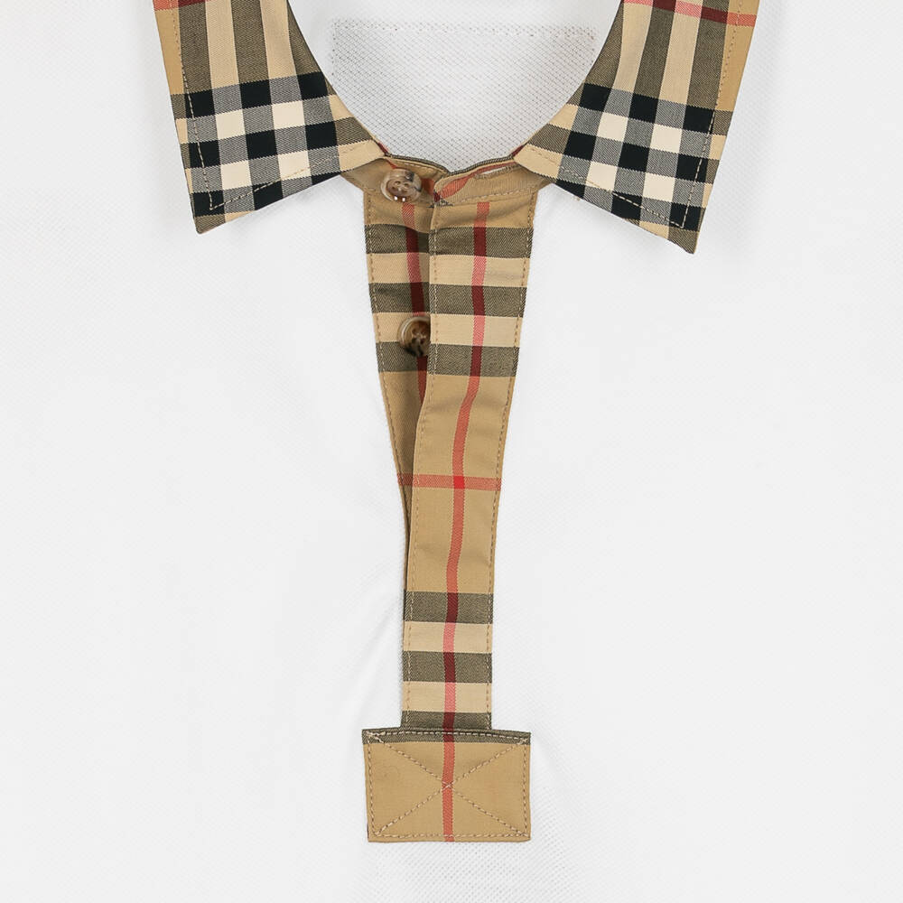 Burberry-Teen Boys White Logo Polo Shirt | Childrensalon Outlet