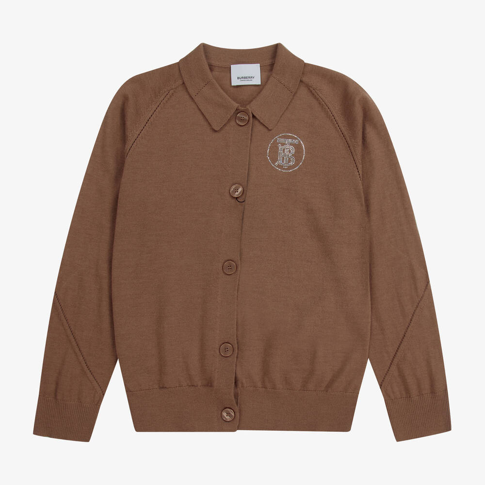Burberry-Teen Brown Logo Cardigan | Childrensalon Outlet