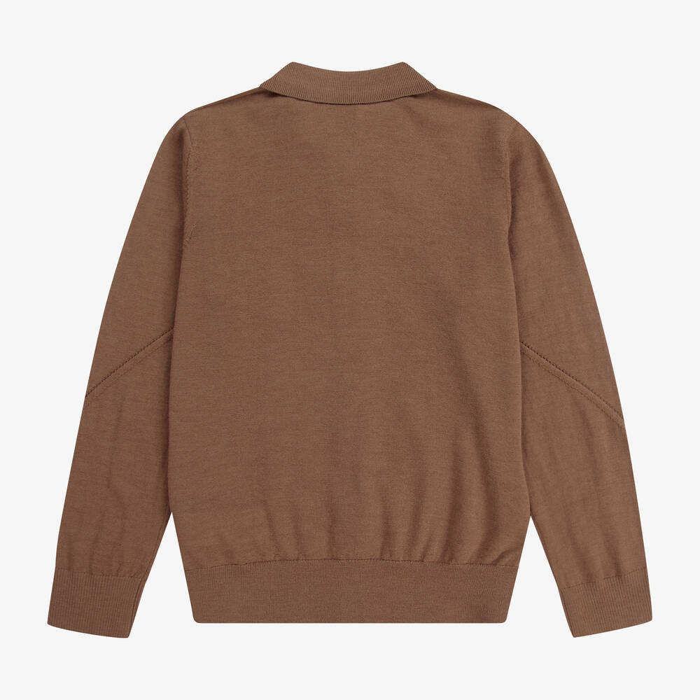 Burberry-Teen Brown Logo Cardigan | Childrensalon Outlet