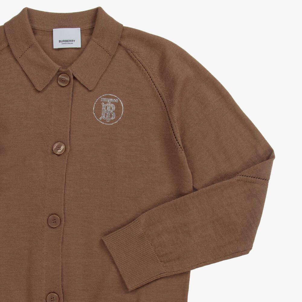 Burberry-Teen Brown Logo Cardigan | Childrensalon Outlet