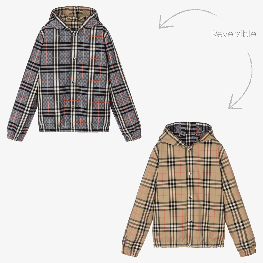 Burberry - Двусторонняя куртка в клетку для подростков | Childrensalon