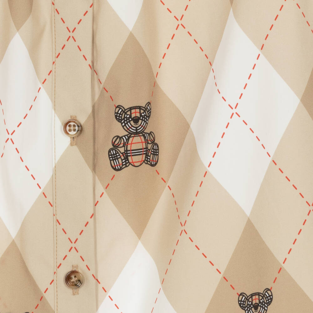 Burberry-Teen Girls Argyle Beige Blouse | Childrensalon Outlet