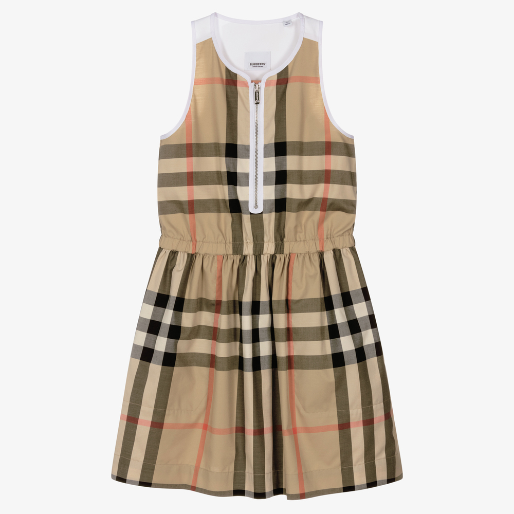 Burberry - Бежевое платье в клетку для девочек-подростков | Childrensalon