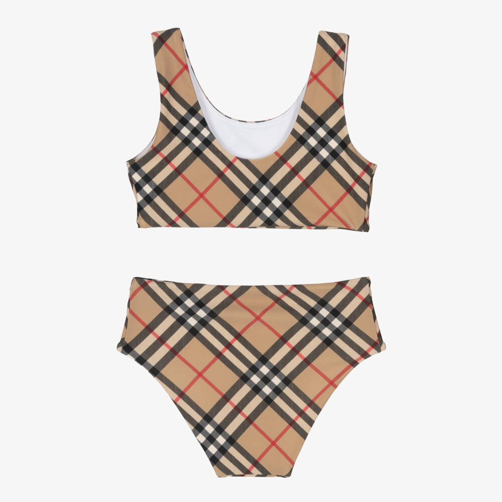 Burberry-Teen Girls Beige Check Swim Set | Childrensalon Outlet