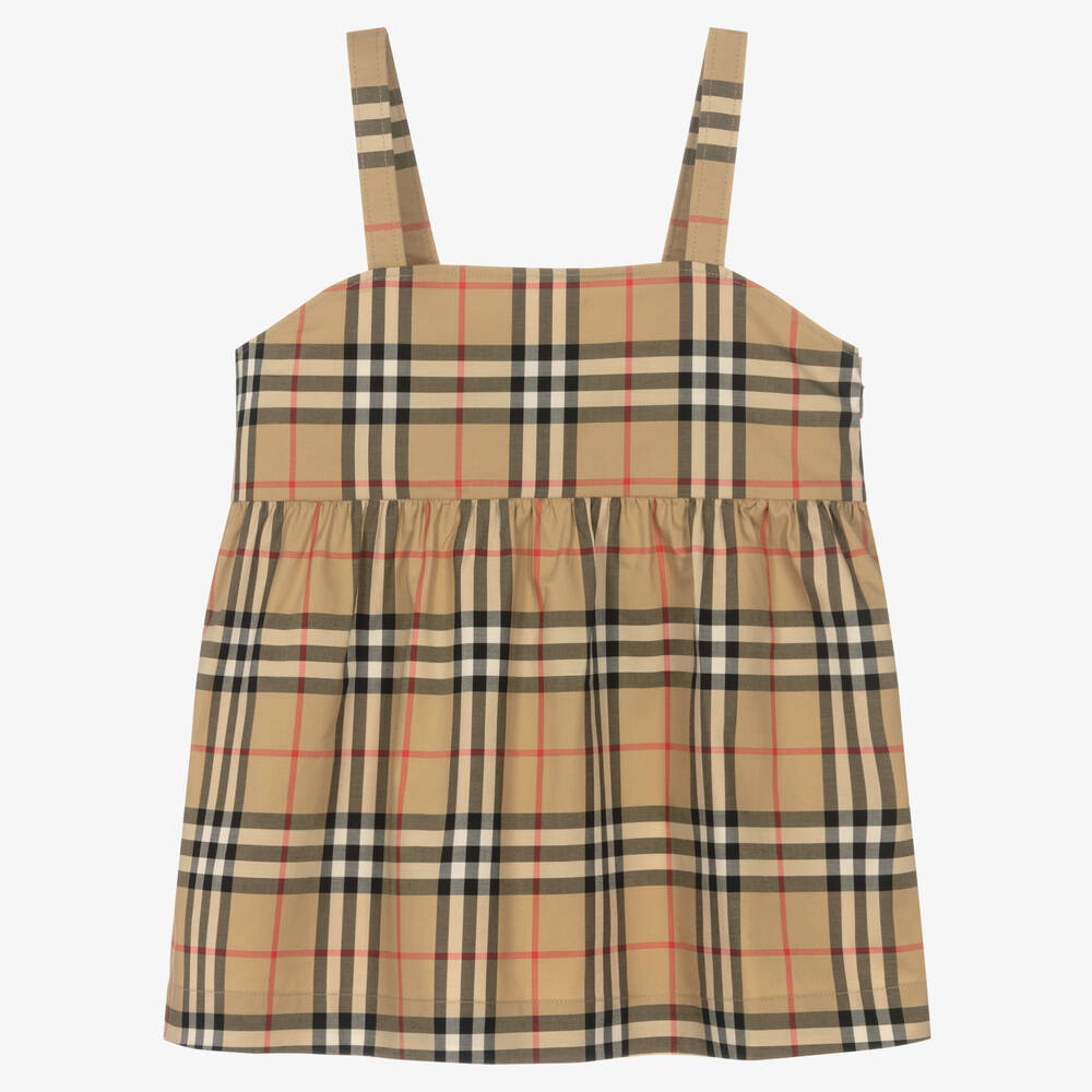 Burberry-Teen Girls Beige Checked Blouse | Childrensalon Outlet