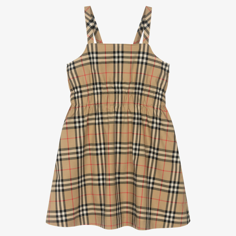 Burberry-Teen Girls Beige Checked Sundress | Childrensalon Outlet