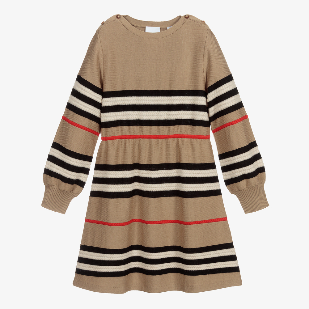 Burberry - Robe beige en maille Ado fille | Childrensalon