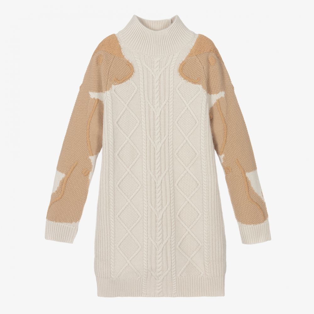 Burberry - Robe beige en maille Ado fille | Childrensalon