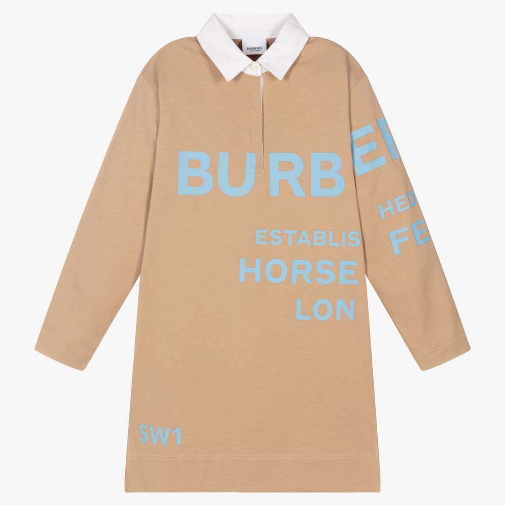 Burberry - Teen Girls Beige Logo Dress | Childrensalon