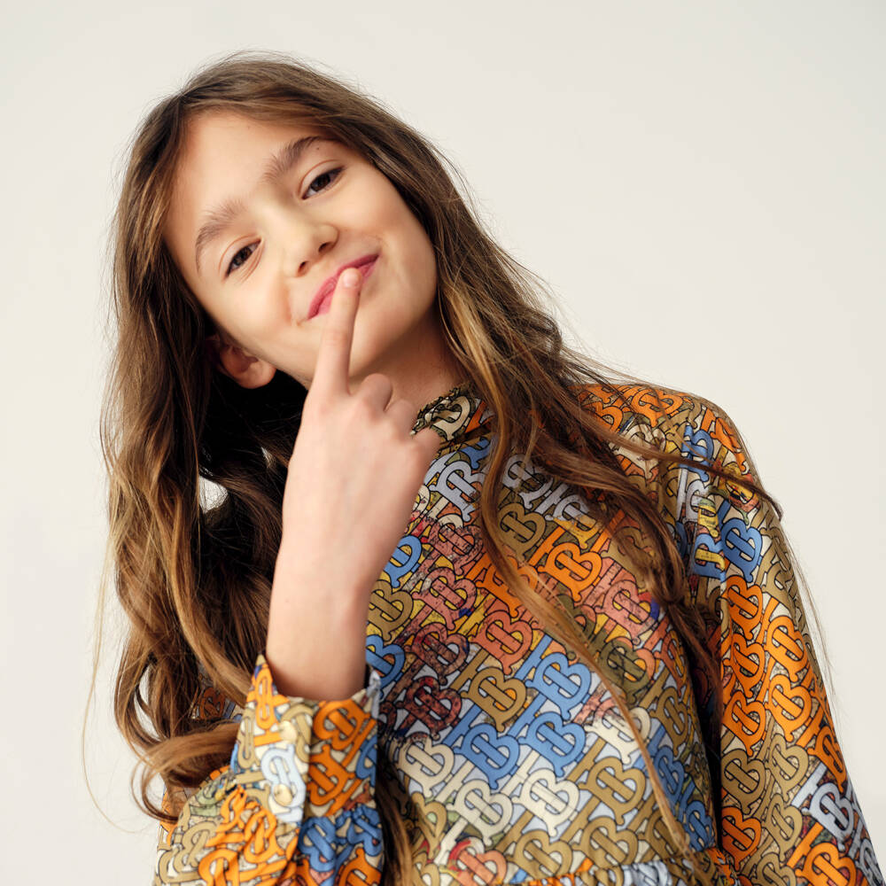 Burberry-فستان بيج بشعار للبنات المراهقات | Childrensalon Outlet