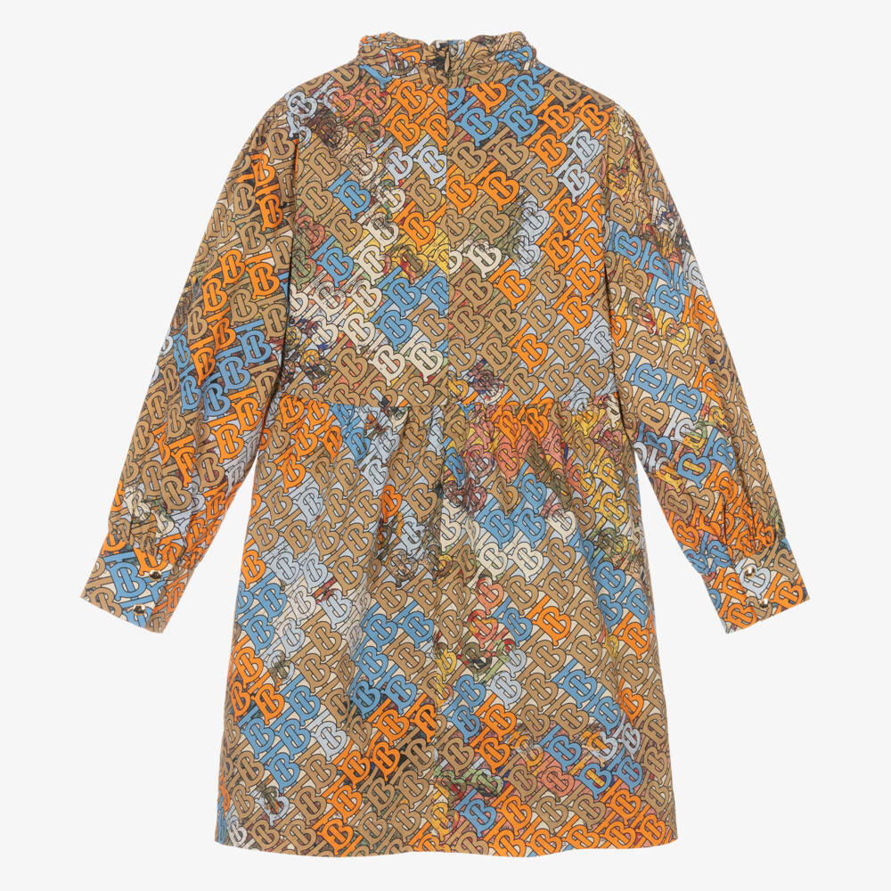 Burberry-فستان بيج بشعار للبنات المراهقات | Childrensalon Outlet