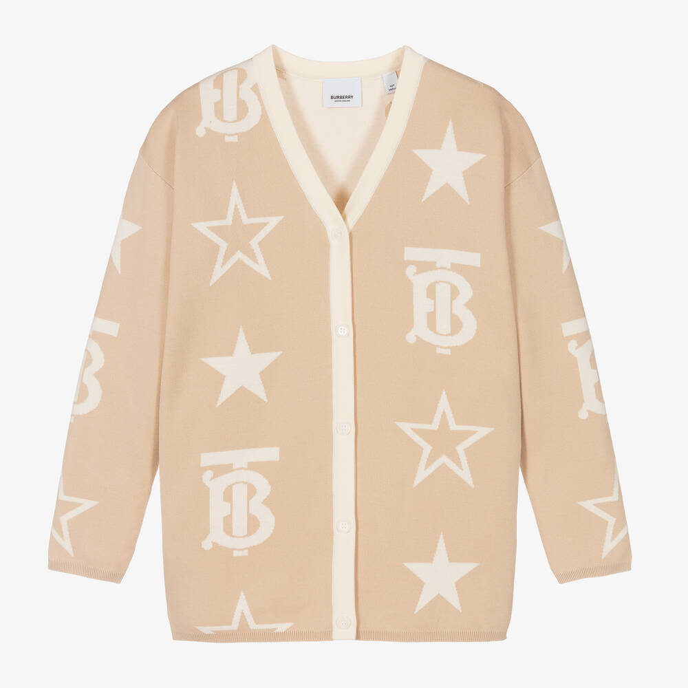 Burberry-Teen Girls Beige Star Motif Cardigan | Childrensalon Outlet