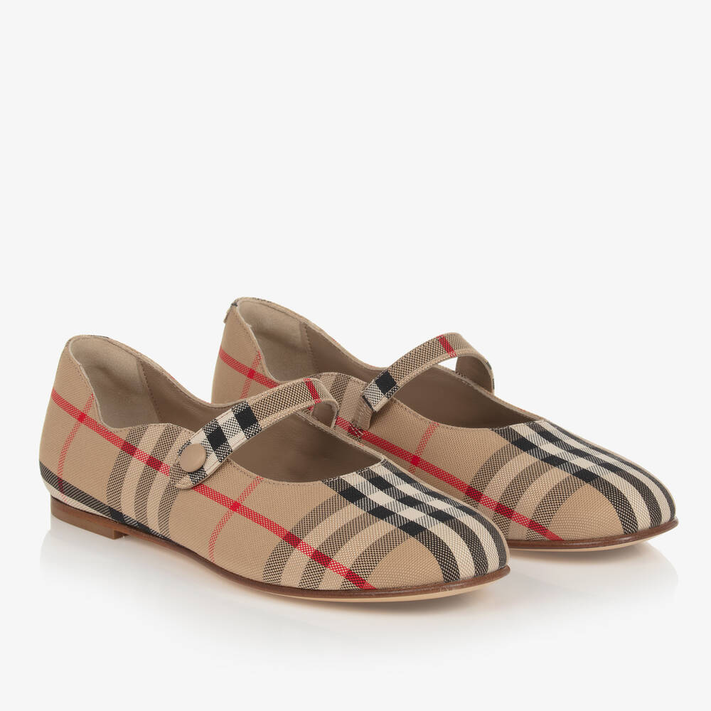 Burberry-Бежевые туфли-лодочки Vintage Check для девочек-подростков | Childrensalon Outlet
