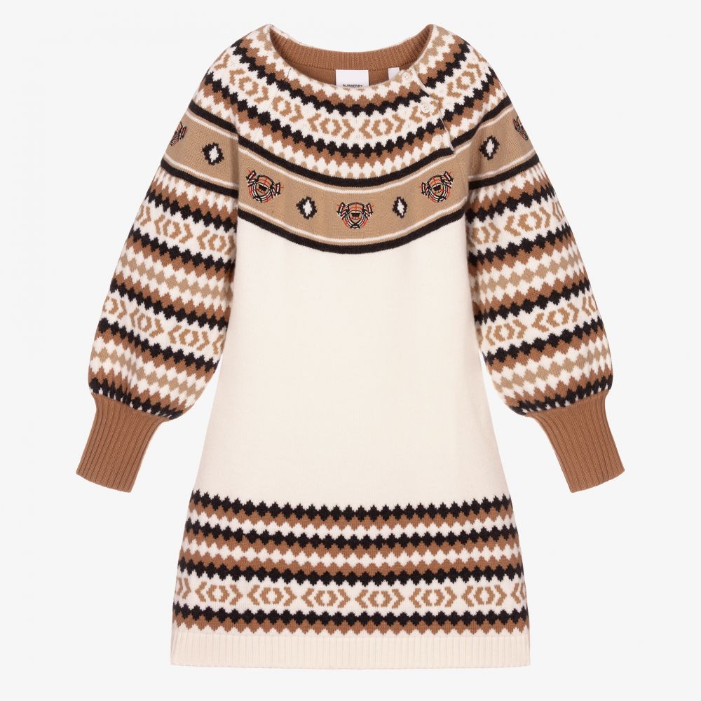 Burberry - Teen Girls Beige Wool Dress | Childrensalon