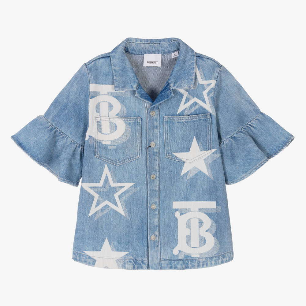 Burberry-Голубая джинсовая рубашка для девочек-подростков | Childrensalon Outlet