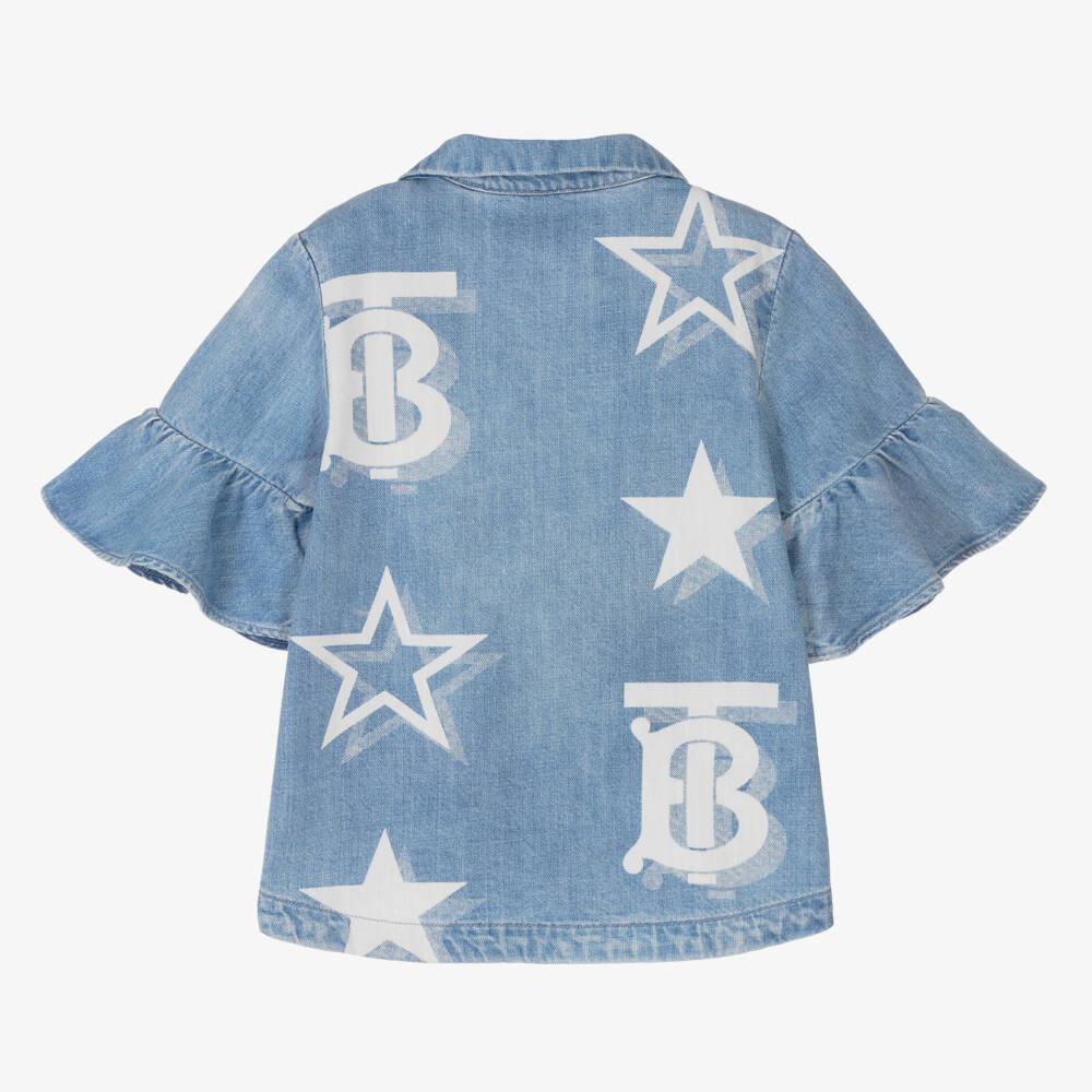 Burberry-Teen Girls Blue Star Denim Shirt | Childrensalon Outlet