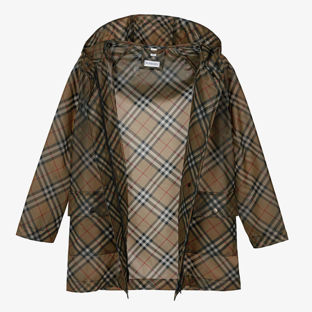 Burberry-Teen Girls Classic Beige Check Coat | Childrensalon Outlet