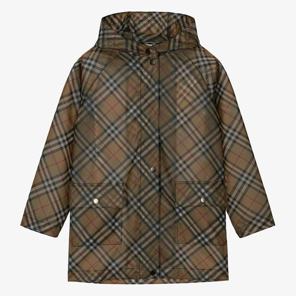 Burberry-Teen Girls Classic Beige Check Coat | Childrensalon Outlet