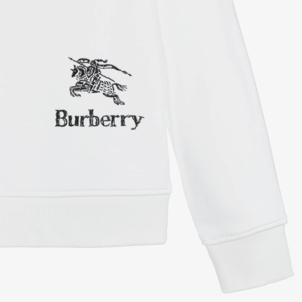 Burberry-بلوزة قطنية بيضاء كلاسيكية للبنات المراهقات | Childrensalon Outlet