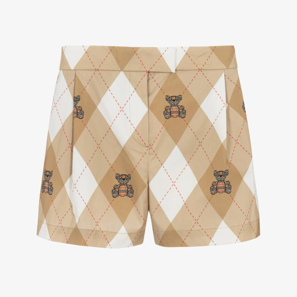 Burberry-Teen Girls Cotton Argyle Bermudas | Childrensalon Outlet
