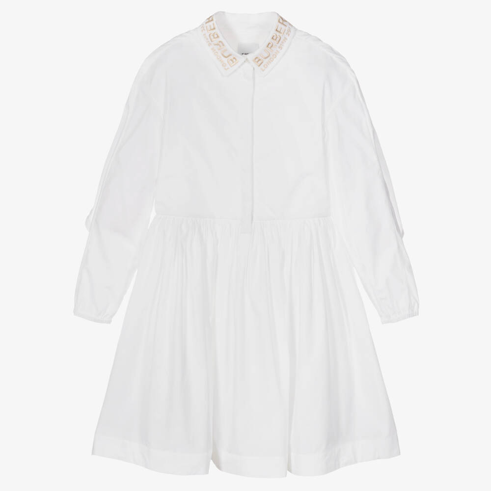 Burberry-Teen Girls Elegant White Poplin Dress | Childrensalon Outlet