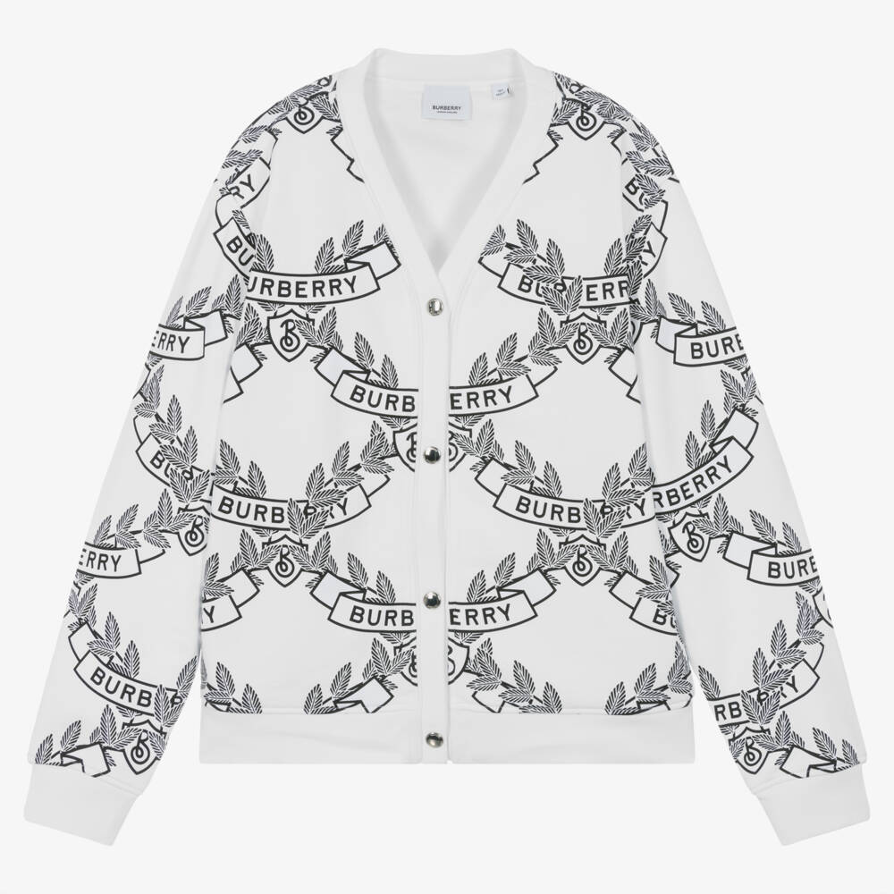 Burberry-Подростковый кремовый кардиган с гербом для девочек | Childrensalon Outlet