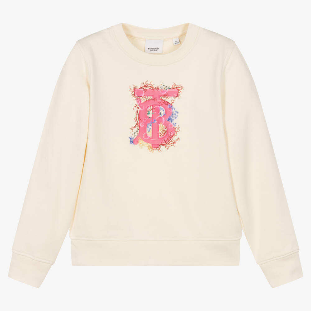 Burberry-Подростковый кремовый свитер с логотипом для девочек | Childrensalon Outlet