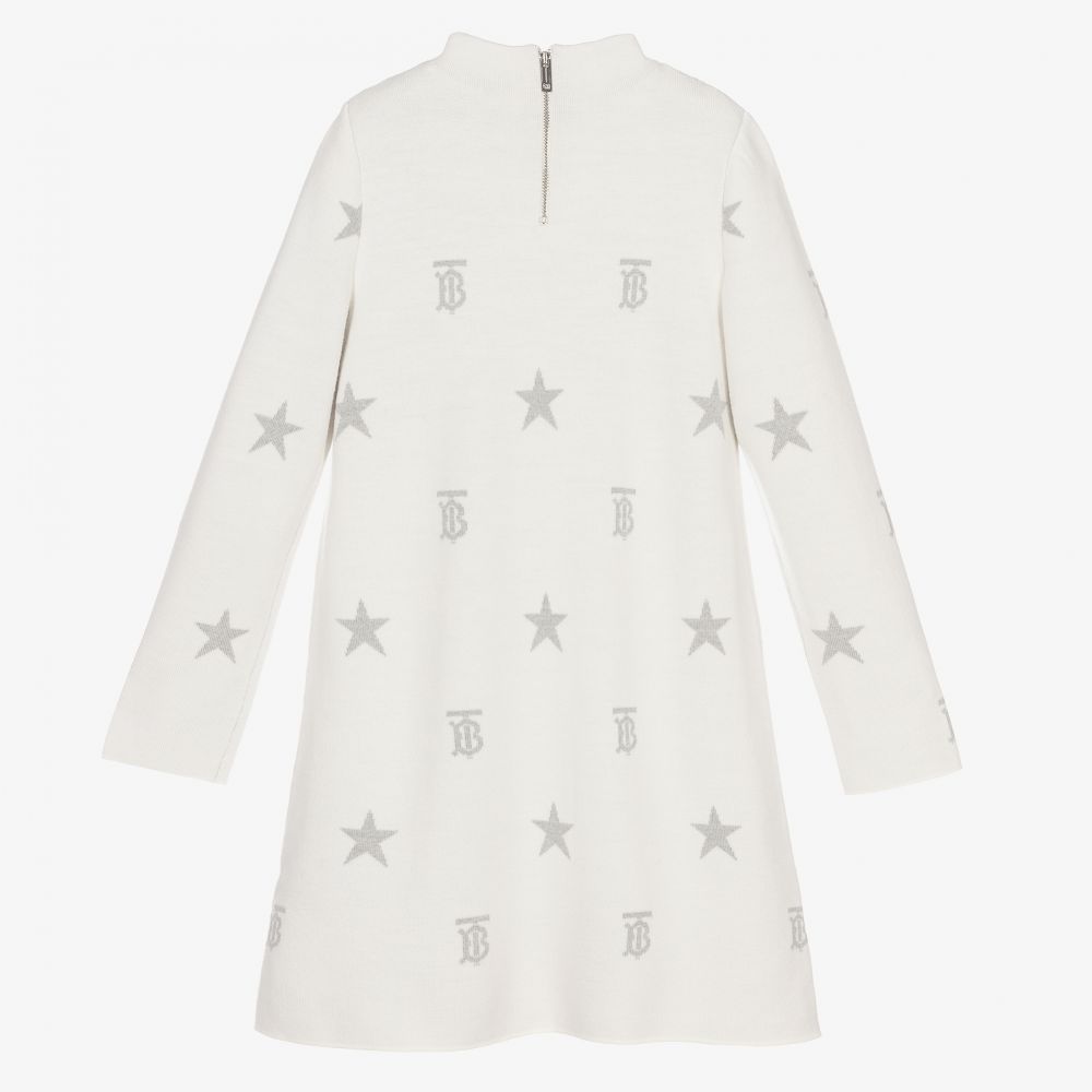 Burberry-فستان تينز صوف محبوك لون عاجي | Childrensalon Outlet