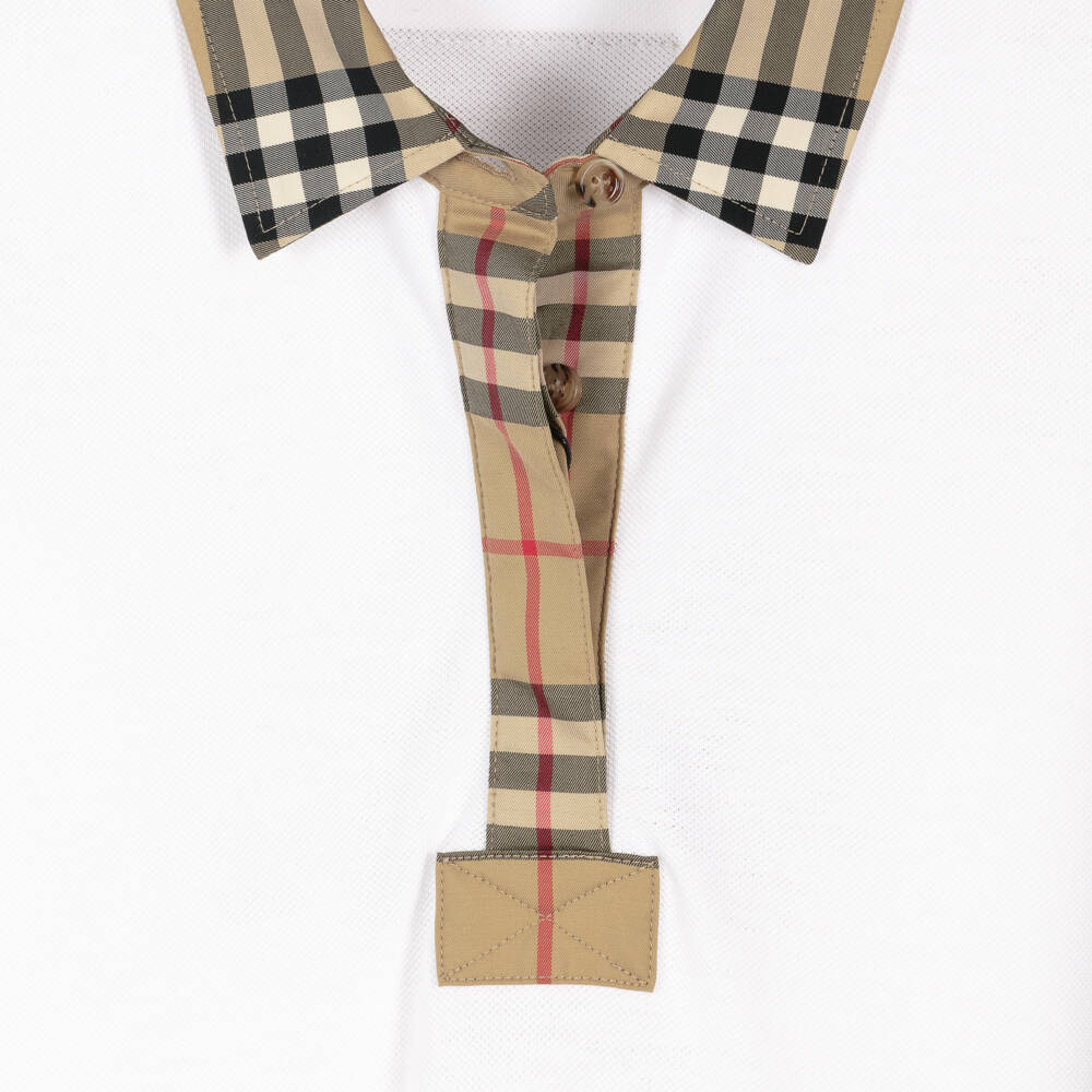 Burberry-Платье рубашка поло в клетку белое для девочек | Childrensalon Outlet