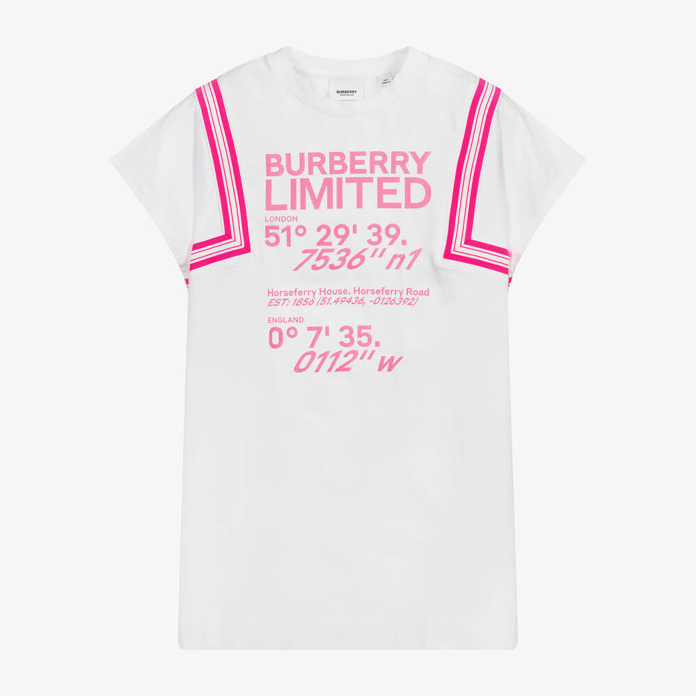Burberry-Teen Girls White Logo Dress | Childrensalon Outlet