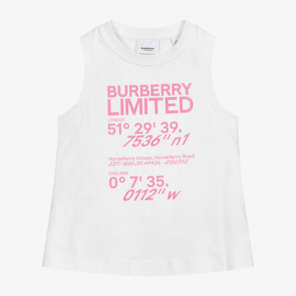 Burberry - Teen Girls White Logo Vest Top | Childrensalon