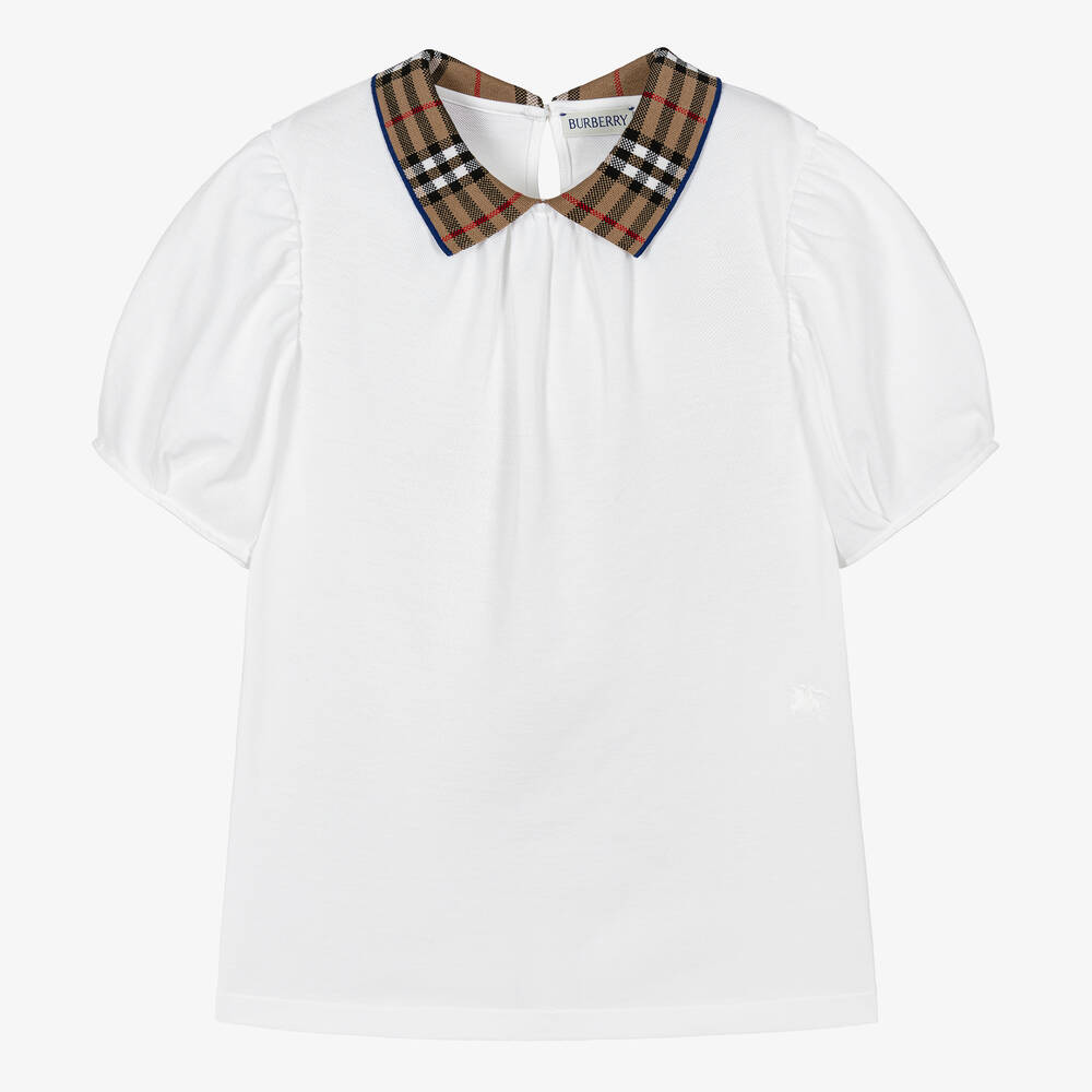 Burberry-Teen Girls White Vintage Check Blouse | Childrensalon Outlet