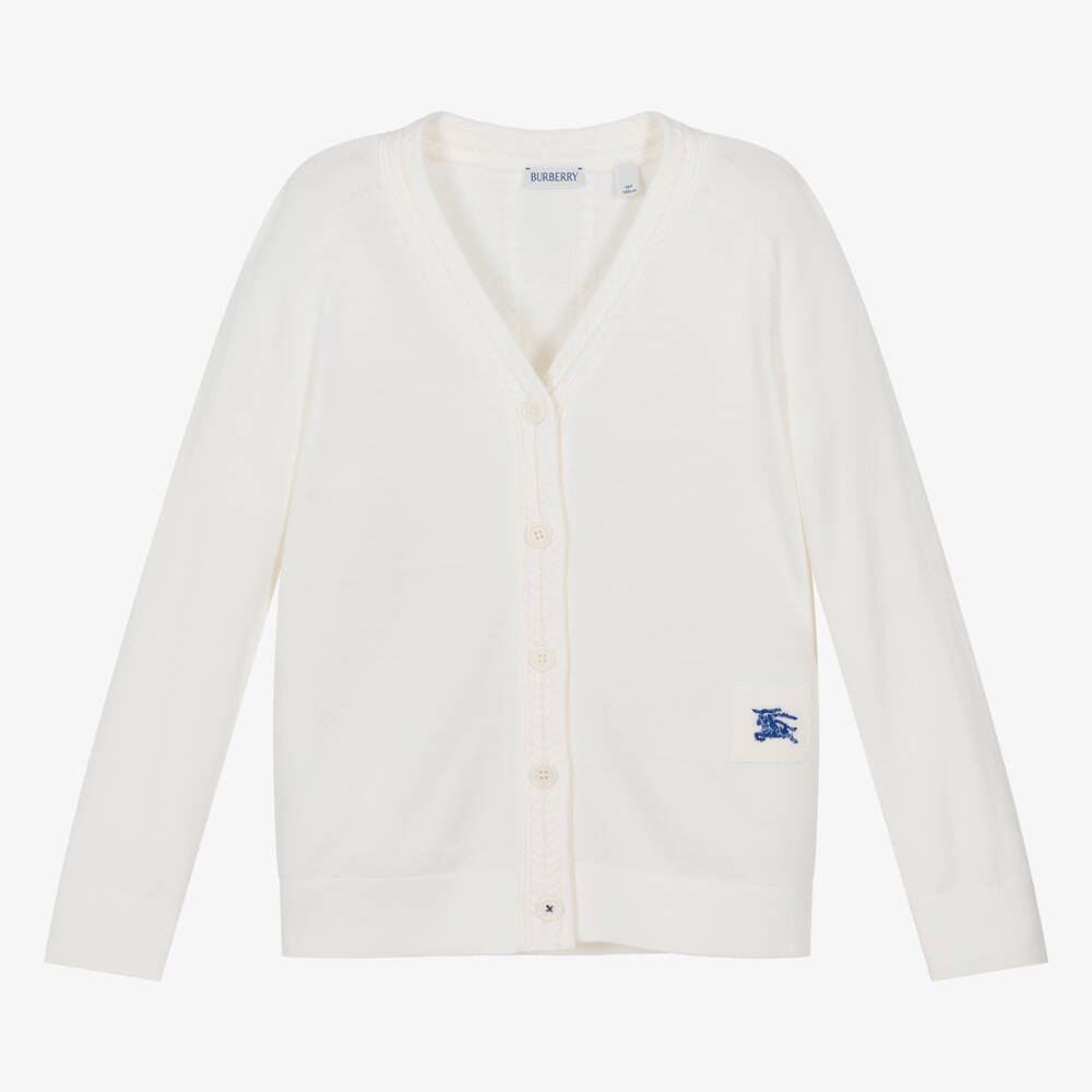 Burberry-Teen Girls Woolen Ivory Knit Cardigan | Childrensalon Outlet