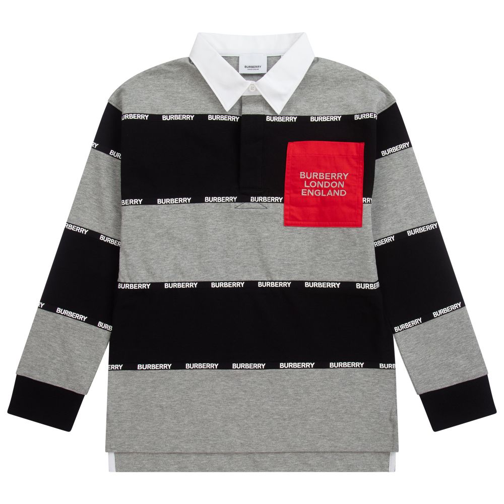 Burberry - Teen Grey & Black Polo Shirt | Childrensalon