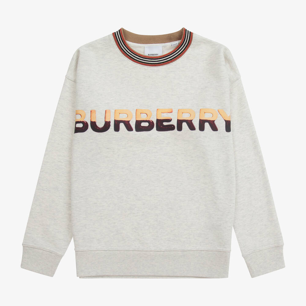 Burberry - Sweat gris à logo Ado | Childrensalon