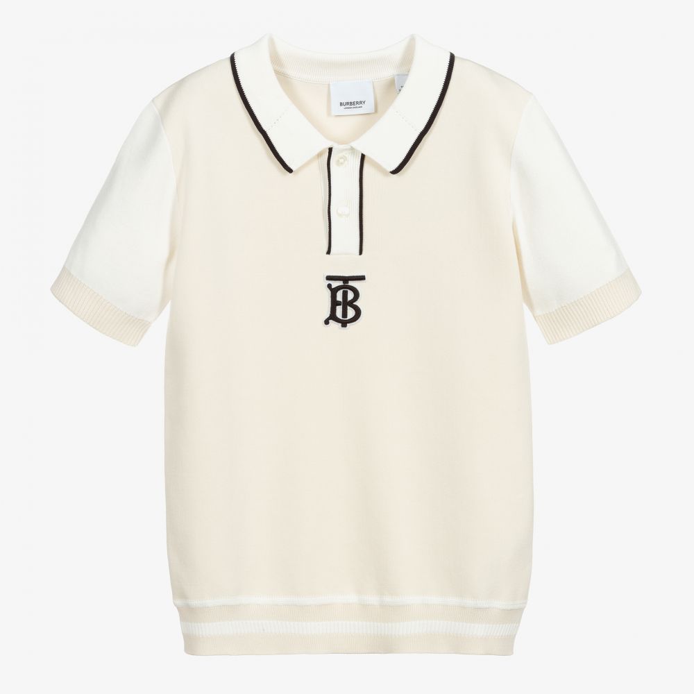 Burberry - Teen Ivory Logo Polo Shirt | Childrensalon