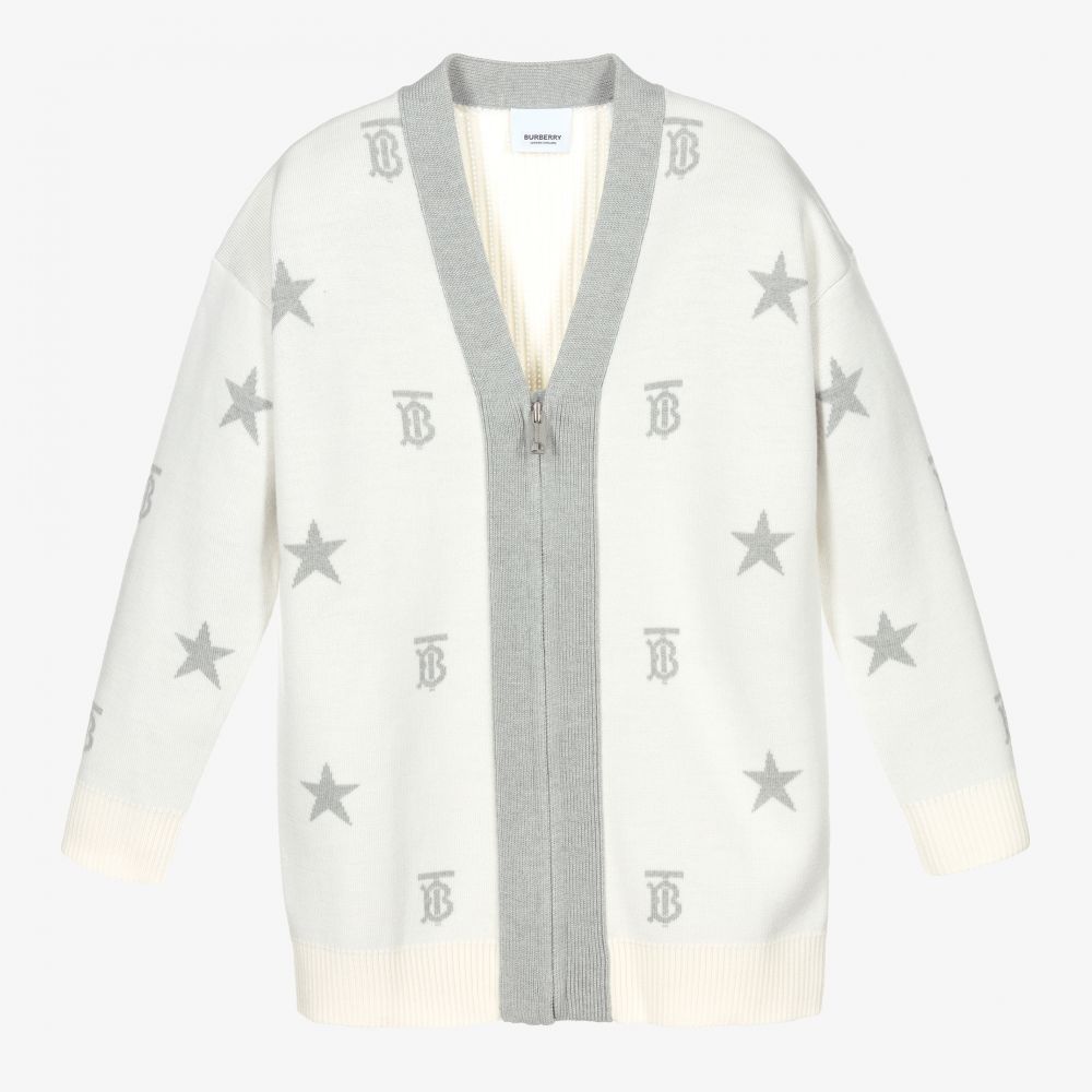 Burberry-Teen Ivory Monogram Cardigan | Childrensalon Outlet