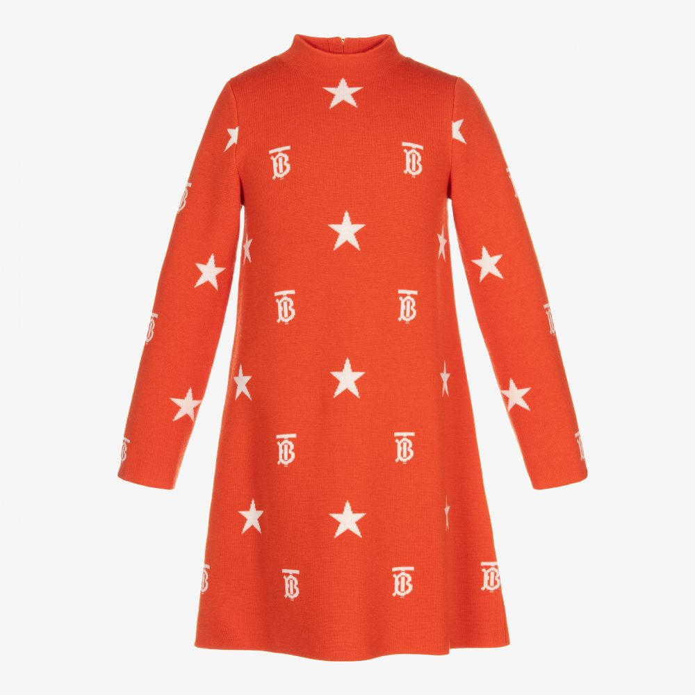 Burberry-Оранжевый платье с принтом-монограммой для подростков | Childrensalon Outlet