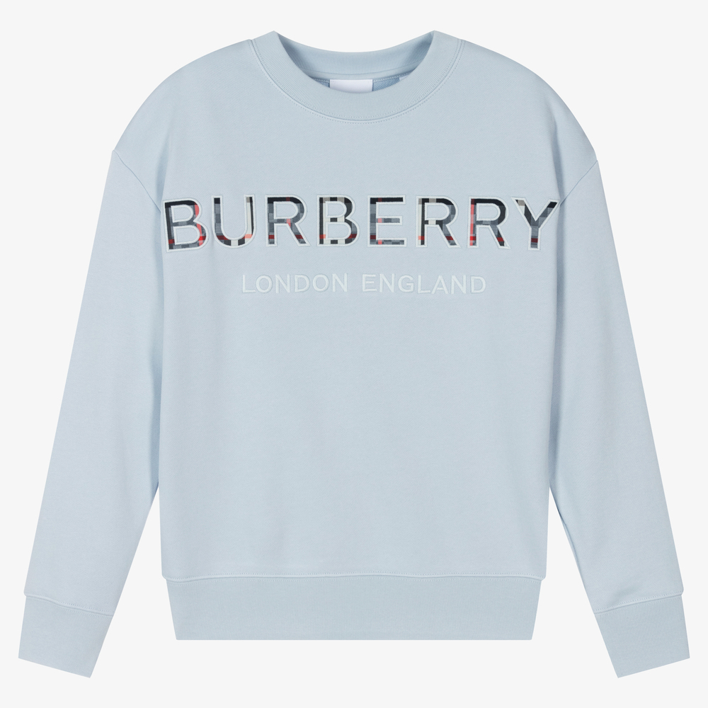 Burberry - Teen Pale Blue Logo Sweatshirt | Childrensalon